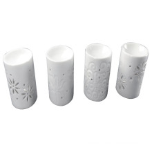 White Glazed Ceramic Cylindrical Incense Burner for Home Decoration